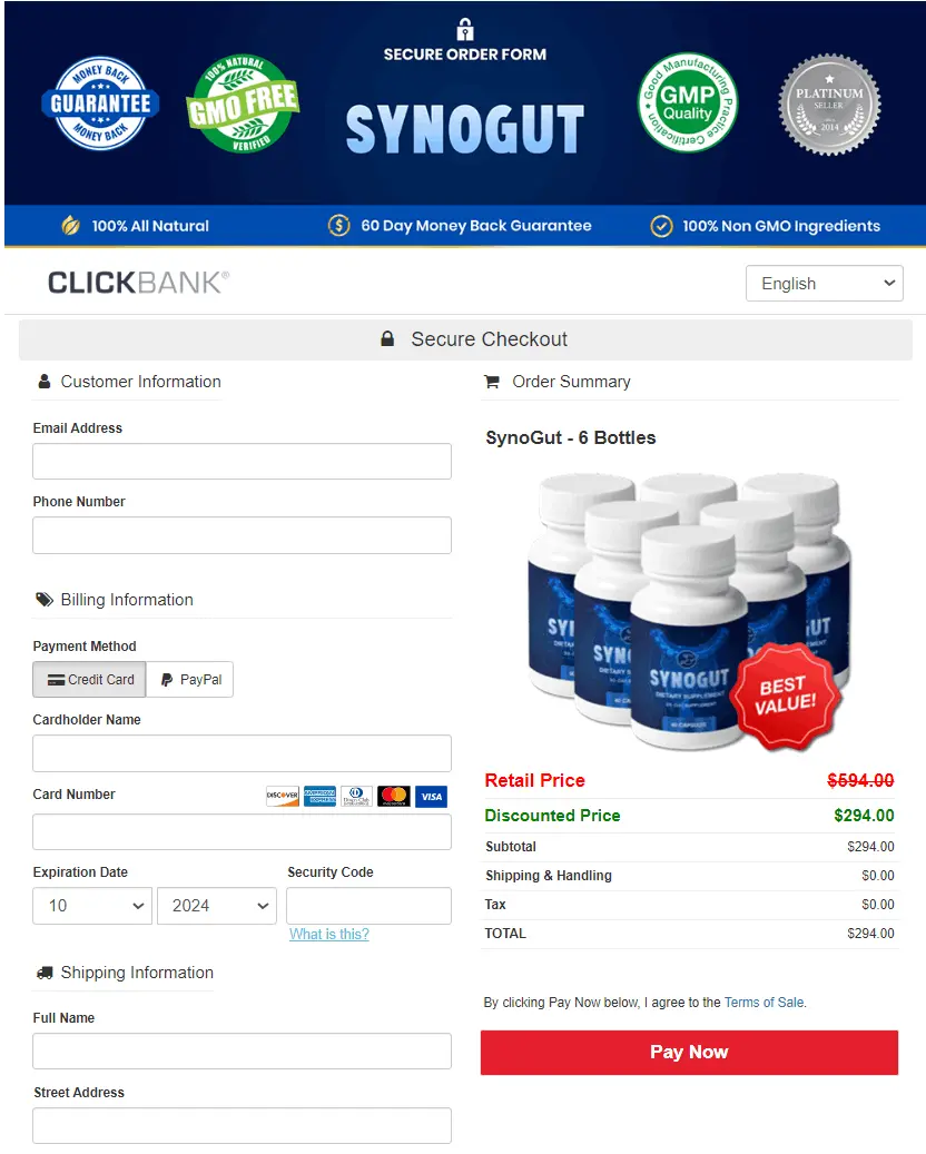 SynoGut - Checkout Page